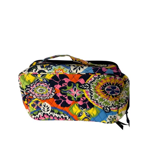 Vera Bradley Floral Quilted Travel Cosmetic Bag With Multi-Compartment Interior - Picture 2 of 6